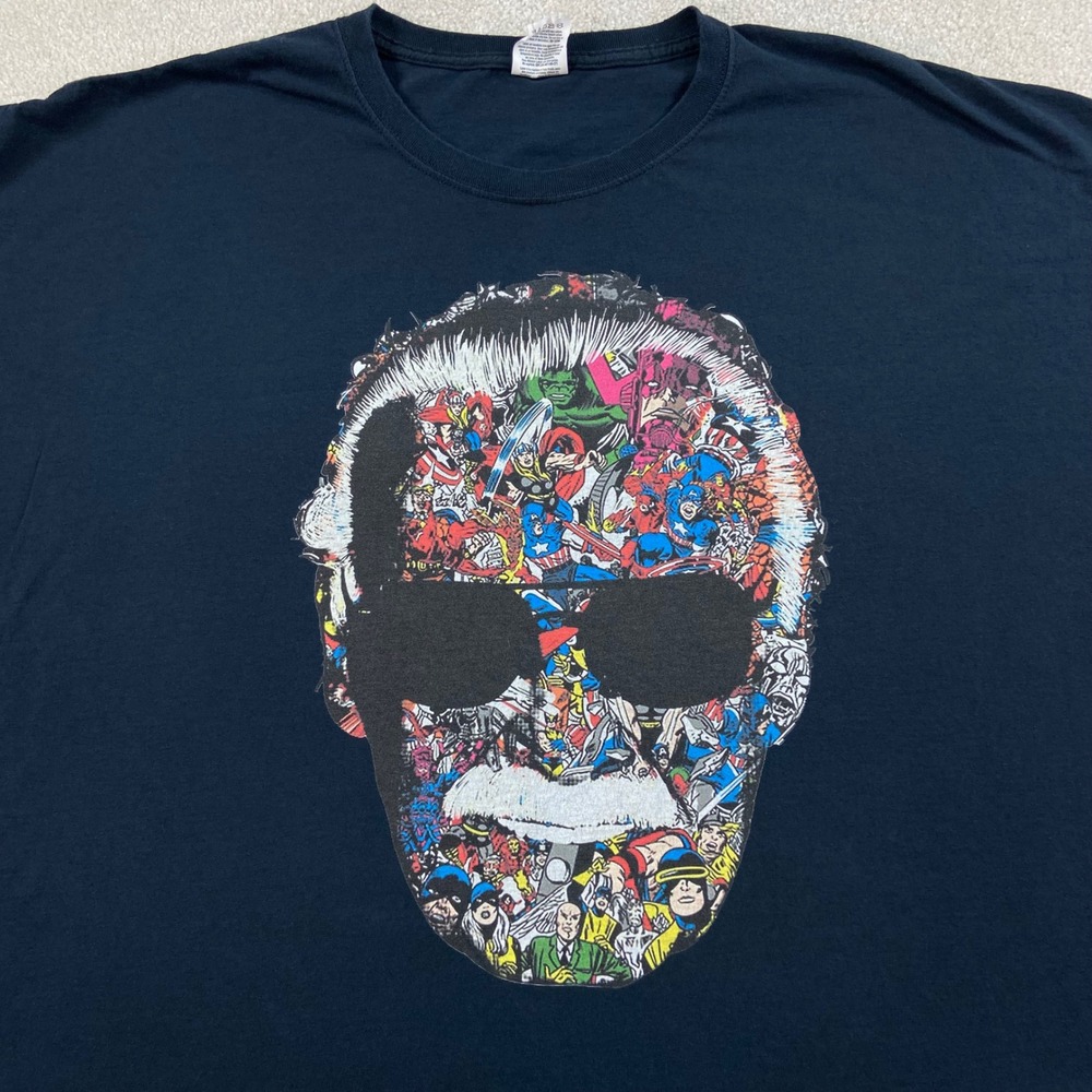 Stan Lee Marvel Graphic T-Shirt Mens‎ 3XL Black Comic Collage